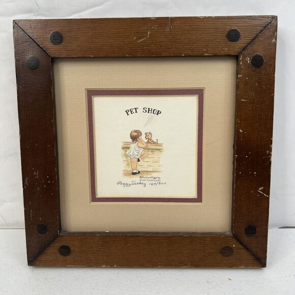 Peggy Dickey Signed & Numbered Framed Art Window Shopping Pet Shop Dog #124/900 - Picture 2 of 8